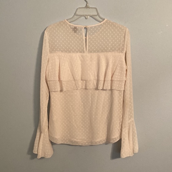 Chelsea 28 cream swiss dot sheer ruffle blouse size M - Picture 3 of 4